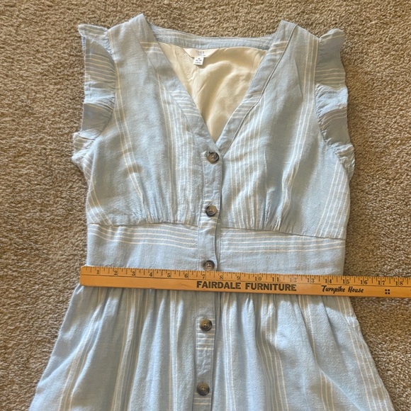 Light Blue with White Striped Ruffle Sleeve Button Front Dress LNWOT - Picture 10 of 14